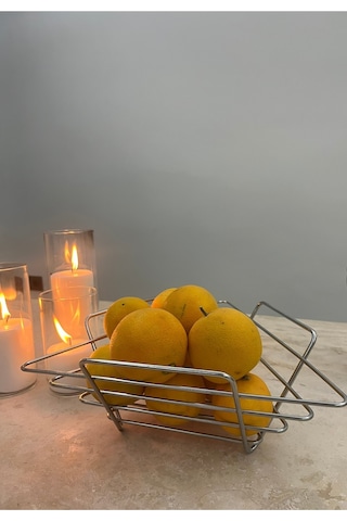 Üçgen Sepet, Meyve Sepeti, Ekmek Sepeti, Modern Tel Sepet Krom