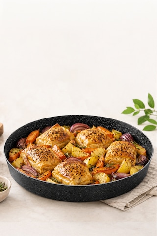 Granit Yanmaz Yapışmaz Tepsi Seti 32-36-40 Cm Fırın Tepsi 3'lü Set