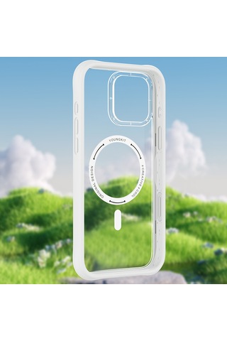 Apple Uyumlu iPhone 16 Pro Max Kılıf Magsafe Airbagli Youngkit Dynamic 2 Serisi Kapak Beyaz