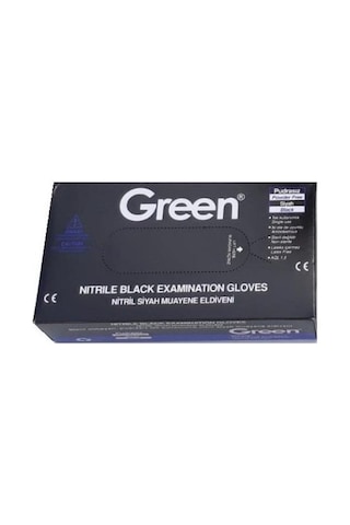 Green Nitril Pudrasız Muayene Eldiveni M Siyah 100 Adet