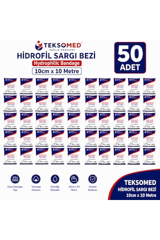 Teksomed Hidrofil Sargı Bezi 10cmx10 Metre 50 Adet
