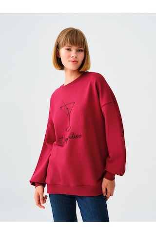 Oversize Kadın Sweatshirt Burgundy