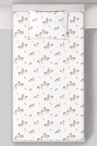 Organik Tek Kişilik Lastikli Çarşaf Seti - Minik Tay Renkli