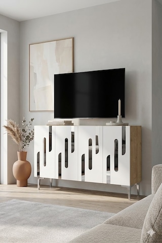 Ka1229dbs Ece Konsol Ve Tv Sehpası Safirmeşe -beyaz - Silver 120cm Safirmeşe-silver