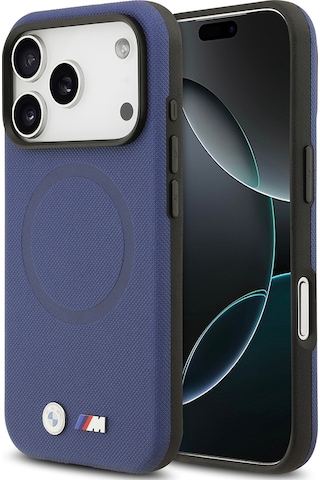 İphone 17 Pro Uyumlu Kılıf Bmw Lisanslı M-safeli Metal Logolu Delikli M Dizayn Deri Kapak Lacivert Lacivert