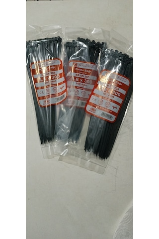 Pemsan 4.8x300 Plastik Cırt Kelepçe Kablo Bağı Siyah 100'lu Paket