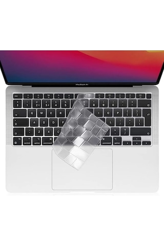 Apple Uyumlu MacBook Air 2023 15 Inc M2 A2941 Türkçe Q Klavye Slim Şeffaf Klavye Koruyucu Kılıf