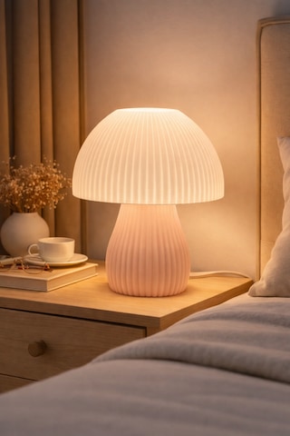 Elegant Abajur - Özel Tasarım Modern Ve Şık Masa Lambası - Bej Beyaz - Bej