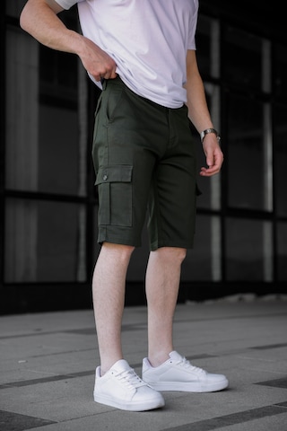 Haki Renk Kargo Cepli Gabardin Erkek Şort-1801 Haki