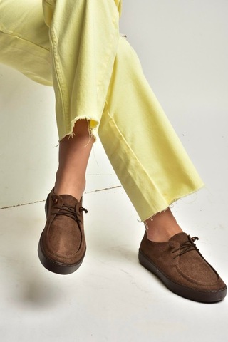 Fox Shoes Y602170902 Kahverengi Süet Bağcıklı Casual Ayakkabı Kahverengi