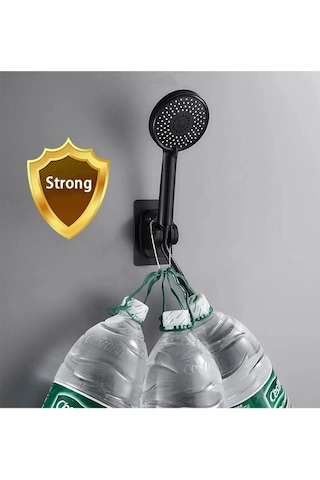 Siyah Nano Kendinden Yapışkanlı Banyo Duş Başlığı Askısı 15 Kg Taşıma Kapasiteli Mafsal Tutacak Duş Siyah