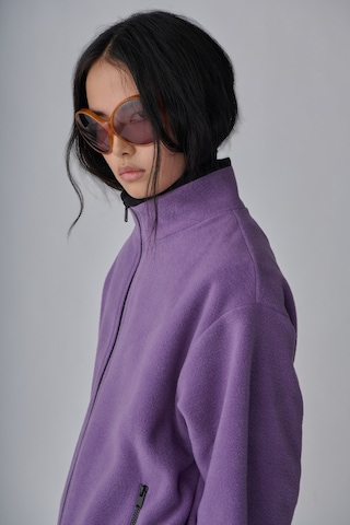 Suud Collection Mor Anu Oversize Fermuarlı Polar Hırka