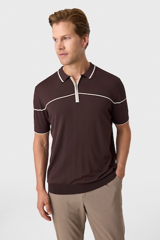 Back And Bond Kahve Regular Fit Fermuarlı Polo Yaka Triko Tişört