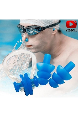 2 Li Set Yüzücü Kulak Tıkacı+ Burun Tıkacı Deniz Havuz Tıkac