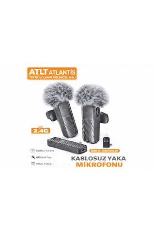 2.4g 60mah Çift Set Kablosuz Yaka Mikrofonu Typec-lightning Gürültü Önleyici Tak Çalıştır Vlog Röportaj İçin Canlı Yayın 8 Gram