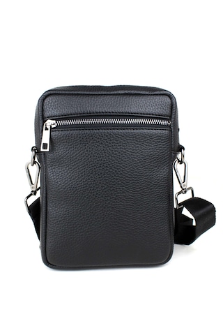 Erkek Siyah Askılı Postacı Çanta Omuz Çantası Siyah