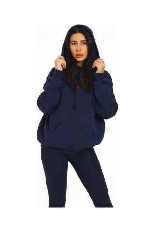 Vexor Kore Model Yıldız Baskılı Kanguru Cepli Kadın Sweat Lacivert Mavi