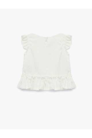 Koton Fırfır Detaylı Ekru Kız Bebek Kolsuz T-shirt 6smg30025ak Ekru