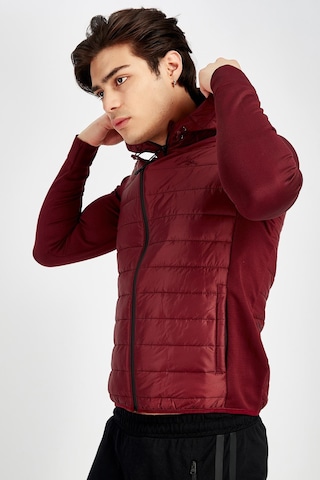 Maraton Sportswear Slimfit Erkek Kapşonlu Uzun Kol Basic Bordo Ceket 17425 Bordo