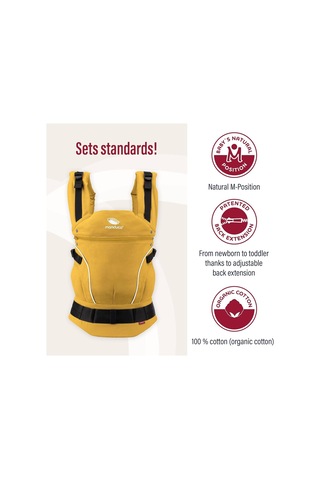 Manduca First Ergonomik Bebek Taşıyıcı 3 Taşıma Pozisyonu, Ayarlanabilir ve Konforlu Portbebe Sarı Tek Ebat
