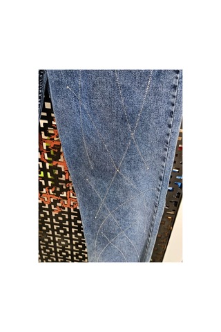 Çınar Boutique Likralı Taşlı Kot Mavi Mavi