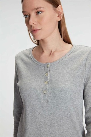 Anıl Pamuklu Uzun Kol Pijama Takımı Gri