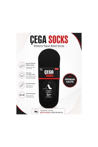 Çega Socks Dikişsiz Pamuklu Silikonlu Kaymaz Babet Çorap 6'lı Çok Renkli Çok Renkli