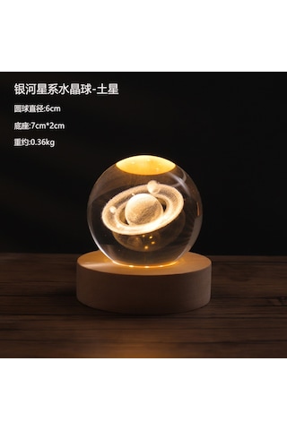 Xindoker Satürn 3d Lazer İç Gravürlü Kristal Top 6cm + Beyaz Taban, Sıcak Işık, Öğrenci Mezuniyet Hediyesi, Dekoratif Gece Lambası Gösterildiği Gibi