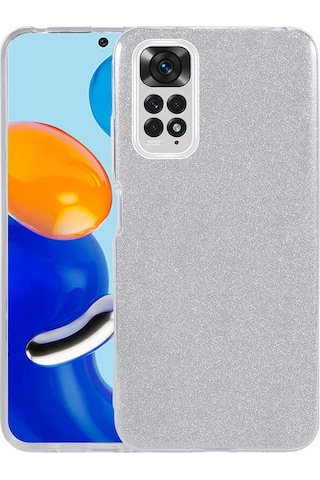 Xiaomi Redmi Note 11 Global Kılıf Zore Shining Silikon Gümüş