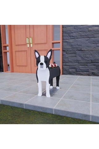 Jeehugo Özel Tasarım Boston Köpek Modeli Pvc Bitki Saksısı - 7-10 Gün Hazırlanır - 21x20x12x9cm Boyutunda
