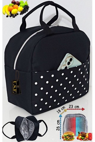 Sıcak, Soğuk Isı Yalıtımlı Termal Termoslu Yemek, Mama, Beslenme, Gıda Için Taşıma Çantası Siyah - Taba