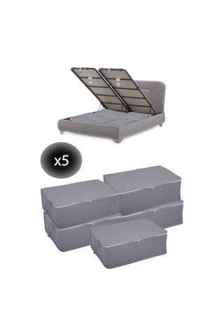 Adarya Home 5 Adet Bazaaltı Hurç 60 x 40 x 22 - Büyük Boy Baza Hurcu - Antrasit