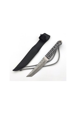 Valkyrie Aus 5a Outdoor Paracordlu Kamp Bıçağı Beyaz - Siyah