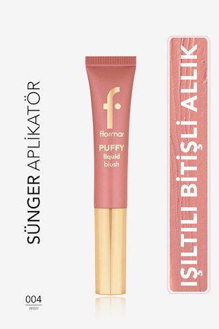 Flormar Puffy Liquid Nemlendirici Etkili & Parlak Bitişli Sünger Aplikatörlü Likit Allık 004 Wish