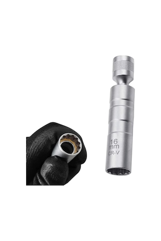 6380 Mıknatıslı Oniki Köşe Mafsallı 3/8" Buji Lokması 16 Mm