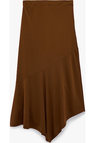 Koton Slim Fit Asimetrik Midi Etek Kahverengi 7wak10213ek Kahve