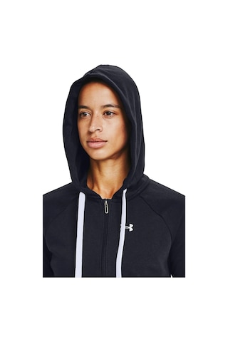 Under Armour Rival Terry Womens Hoodie Kadın Kapüşonlu Tam Boy Fermuarlı Sweatshirt Siyah Siyah