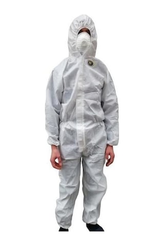 Kapüşonlu Fermuarlı Antibakteriyel Koruyucu Tulum 5 Adet Beyaz