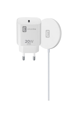 Cellularline Apple Uyumlu iPhone Magsafe Kablosuz Şarj Standı + 20W Duvar Şarj Cellularline Apple Uyumlu iPhone Magsafe Kablosuz Şarj Standı + 20W Duvar Şarj
