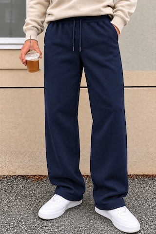 Tarz Cool Erkek Oversize Baggy Fit Eşofman Altı %100 Pamuk 3 İplik Şardonlu Bol Paça Rahat Kesim Lacivert