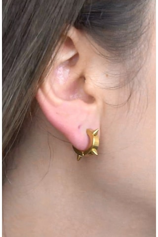 Gold Renk Çivili Spike Punk Unisex Çelik Küpe mse3s Altın