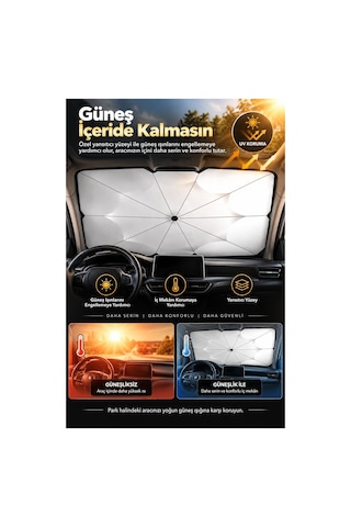 Robeve Şemsiye Tipi Araç Ön Cam Güneşliği - Hızlı Açılır Katlanabilir Uv Ve Isı Korumalı Oto Güneşlik, Taşıma Kılıflı Kompakt Araba Güneş Şemsiyesi Araç Şemsiyesi Araç Güneşlik