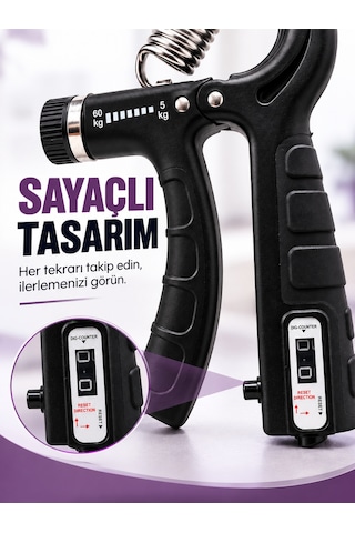 Ayarlanabilir Dirençli El Yayı 5-60 Kg Sayaçlı El Egzersiz Aleti Güçlü Çelik Yay Kaymaz Sap