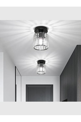 Yonlux Avize Kristal Tavan Lambası, Ampul E27, Siyah 463000317 Siyah