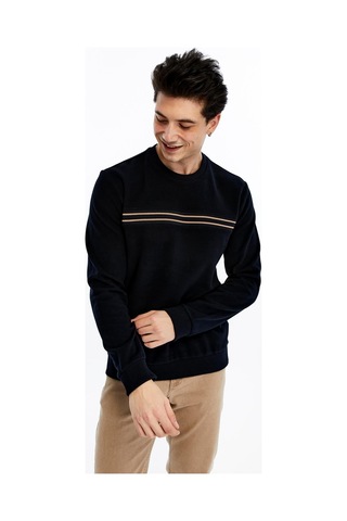 AR-MA Arma Erkek Regular Fit Selanik Kumaş Çizgi Baskılı Bisiklet Yaka Kazak %65 Pamuk %35 Polyester K30124697702 Lacivert