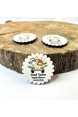 Mr. Home Safari Konseptli Uv Baskılı Doğum Hatırası Ahşap Magnet