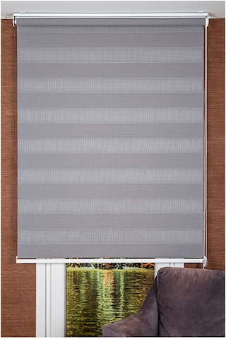 Oba Perde Mikropliseli Zebra Stor Perde Gri