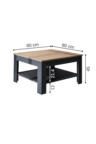 Helsinki Orta Sehpa, Atlantik- Antrasit Suntalam 80 Cm