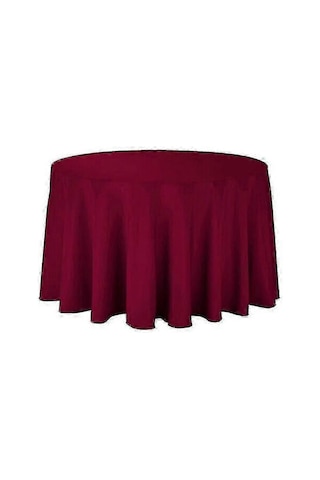Düğün İçin Düz Renk Masa Örtüsü Yuvarlak Polyester Dayanıklı Masa Örtüsü Çap 300cm Şarap Kırmızısı Diğer