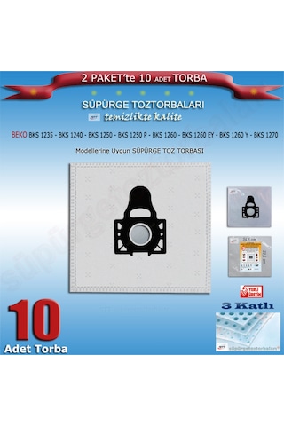 Bks 1235 - 1240 - 1250 - 1250p - 1260 - 1260ey - 1260y-1270 Süpürge Toz Torbası 10 Adet 200720